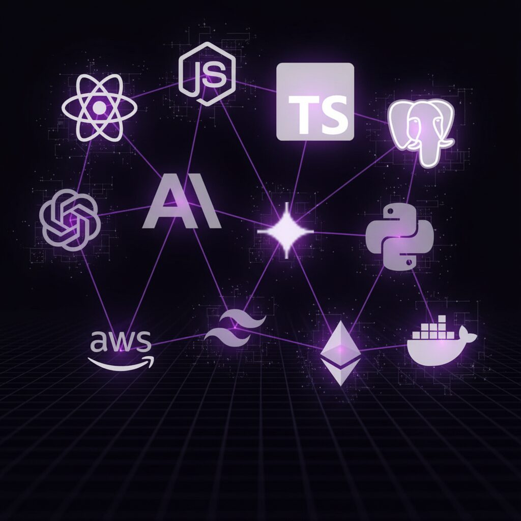 A glowing cloud formed from interconnected web and AI technologies